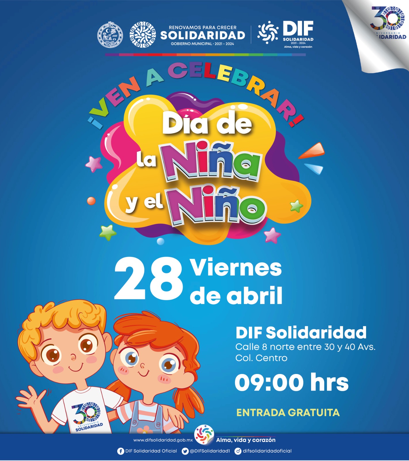 Invita DIF Solidaridad a festejo del Día de la Niña y el Niño – H. Ayuntamiento de Solidaridad