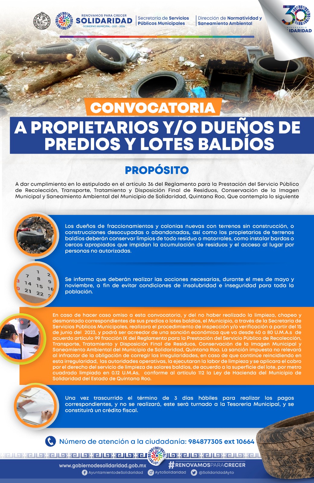 Convoca gobierno a mantener limpios predios y lotes baldíos – H. Ayuntamiento de Solidaridad