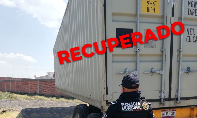 Recupera Policía Municipal caja de tráiler con reporte de robo